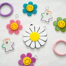 아크릴 백참 데이지 스마일 데이지 곰돌이 팬던트 에어팟 버즈 키링, 반짝이스마일, 스카이