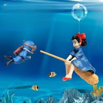 플로팅 피규어 수조 관상용 빗자루 소녀 데코 조경 물고기, C