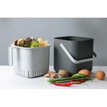 배수분리 밀폐 잔반 손잡이 음식물쓰레기통 3L 1인용 브런치 카페 식당용 가정용 음쓰통, 1개, 화이트