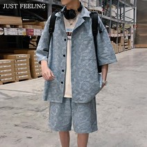 JUST FEEL!NG 남성/상하세트/반팔/셔츠+반바지/트레이닝/빅사이즈/캐주얼/투피스