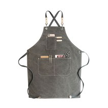 칼딘 스탠다드 심플 캔버스 앞치마 에이프런, 다크그레이