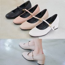 그린섬 국내생산 4cm 메리제인 통굽 여성 미들힐 베이직