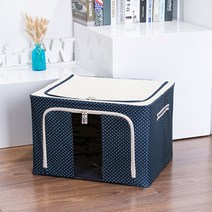 쇼프리스 이불보관함 철제프레임 패브릭 땡땡이 리빙박스 24L 이불정리함 4W8CCF78, 1개