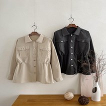 옷자락 여자 간절기 허리스트링 야상 하프코트 바바리 점퍼
