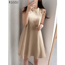 ZANZEA 여름 여성 a라인 미니 원피스