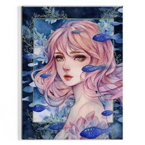 오로라데코덴 캔버스형 보석십자수 30x40cm, MK078 물고기와 소녀