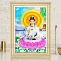 관음 보살 관세음보살 선녀 연꽃 보석십자수 대형사이즈 큐빅 비즈 가득 취미생활 도안 세트, 75X100cm