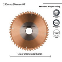 원목도마 우드 대나무 도마 플레이팅도마 XCAN-원형 톱 블레이드 목재 커팅 디스크 205mm 210mm TiCN 코팅 TCT 카바이드 팁 전동 공구, [05] 210xx30x48T