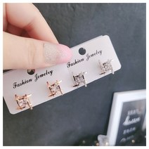 영블리 YJE042 입체 사다리 네모 큐빅 925 실버 은침 귀걸이 써지컬스틸