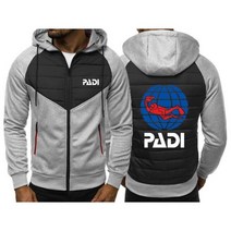 스쿠버 드라이버 패드i 로고 2022 패션 후드 스플라이스 자켓 코트 프린트 남성 캐주얼 플리스 지퍼 힙합