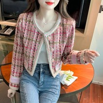 Xiaoxiangfeng 대비 배색 트위드 재킷 여성 2022 가을 겨울 새로운 패션 전체 경기 작은 짧은 재킷 탑