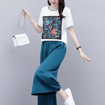 빅사이즈 여름반팔 밴딩팬츠 세트 홀스체인SET
