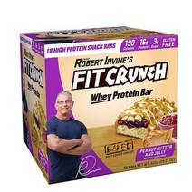 미국직구 로버트 어바인이 디자인한 FITCRUNCH 스낵 크기 단백질 바 6단 베이크 바 슈가 & 소프트 케이크 코어 3g(18바 땅콩 버터 및 젤리), 상세참조, 수량