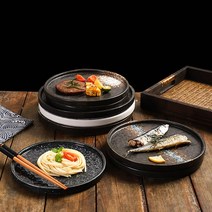 일본식 파인 다이닝 플레이트 접시 수입 그릇 아울렛 세라믹 빈티지 명품 화소반 사기 레트로 브런치 고급 호텔 접대용 남대문 시장 스테이크, H