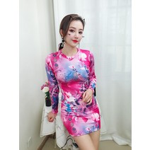 기모 원피스 미심역 겨울 가을 여성의류 인쇄 꽃 긴 소매 보온 이너 604259755