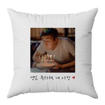 핸드팩토리 주문제작 나만의 사진 포토 쿠션 기념일 커플 친구 연예인 생일선물(쿠션솜 포함), 네이비, 02. 사각프레임