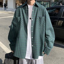 남자체크셔츠 긴 소매 체크남방 트렌드 클래식 코디 래쉬가드 코트 건달카리스마 캐쥬얼 남성 와이셔츠 2711203076