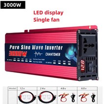 차량용인버터 순수 정현파 인버터 12V 220V 600W 3000W DC 24V ~ AC 110V 휴대용 전원 전압 변환기 자동차, [04] 3000W 12V 220V LED