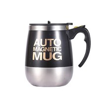 생활살림 자동회전 쉐이크 셀프 토네이도 회오리 머그컵, 블랙, 450ml