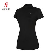 세바스찬골프 여성 등판 펀칭 믹스 하프넥 반팔 티셔츠 Z212