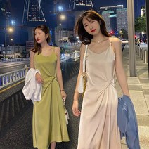 화이트 원피스 하얀색 흰원피스 이쁜 옷 샤랄라 ootd 정장 재킷 서스펜더 드레스와 첩 여성 여름 슬림 비치 휴가 아세테이트 새틴 하이 엔드 기질 롱 스커트