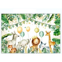 1.5M 정글 사파리 동물 배경 배너 생일 파티 장식 어린이 베이비 샤워 와일드 원 우드랜드, 06 style 6