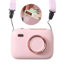 소확행홈 미니 선풍기 무선 휴대용 목걸이 카메라 저소음 선풍기 USB 충전 3단풍속 4가지 마카롱 색상 광각송풍 C37, 1개, 핑크색