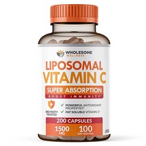 Wholesome Wellness 리포소말 비타민 C 캡슐 200정 1500mg 고용량 지용성, 1개, 1