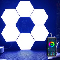 선마트 육각 조명 led 무드등 벽등 DIY 조립식 벽조명 스마트 RGB 조명, 6PCS APP 버전