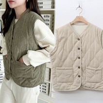 [여시몰5961]골덴 안감털 단추 누빔 조끼/겨울 이너 가을 양털안감 퀼팅 포켓 따뜻한 베스트 코트 패딩 실내복 티셔츠 청바지 트레이닝복 코디