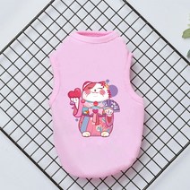 유엔펫 중형견옷 반려견옷 소형견용 귀여운 프린트 여름 반려동물 티셔츠 강아지 옷 애완동물 고양이 조끼 코튼 퍼그 의류 의상, [04] L, [03] green