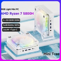 미니 PC 컴퓨터 AMD Ryzen 7 5800H 밍 Radeon 그래픽 8 코어 Win11 머 데스크탑 DDR4 NVME 3x4K 디스플레이 2Lan 6 BT5.2, 01=NORAMNOSSD_UK