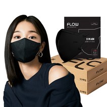 플로우 쉴드 KF94 새부리형 마스크 L 대형, 젠틀 블랙, 100매