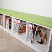 공간수납의자 벤치의자 수납함 대기의자 의류보관함 장난감보관 사용가능, 브라이트+블루방석