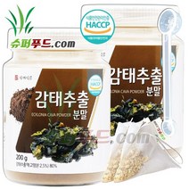 HACCP 식약처 인증 국내산 제주 감태 추출분말 플로로탄닌 후코이단 폴리페놀 알긴산 칼륨 요오드 만니톨 국산 감태추출분말 + 슈퍼푸드.com 연자육 티백, 2세트, ( 병 200g + 1g )