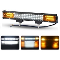20 인치 Led 라이트 바 스팟 플러드 경고 스트로브 LED 작업 램프 4x4 SUV ATV 오프로드 듀얼 컬러 앰버 블, 한개옵션1, 02 1pcs White Amber
