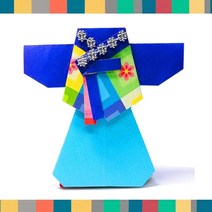 [종이종이]종이접기패키지 추석 명절 설날 새해 파랑 한복 방향제 향주머니 만들기세트, 1인용