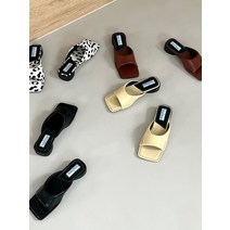 (225-250) 데일리 꾸안꾸 고퀄리티 심플 스퀘어 발편함 쿠션 슬리퍼 뮬 3cm