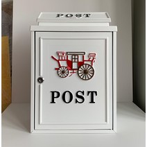 우편물수취함 인테리어 우체통 다세대 우편함 수납장, 흰색 마차