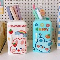 바보사랑 귀여운 캐릭터 냉장고 연필꽂이 3color + 랜덤 스티커.필레오상점, 화이트