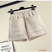 반바지 여성의 가을과 겨울 높은 허리 넓은 다리 바지 두꺼운 대형 느슨한 캐주얼 부츠 바지