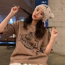 프리티글라라 오버핏 롱티 여성 반팔 루즈핏 면티셔츠 ct-02