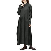 [랑방 온 블루] 컬러 스티치 개더 니트 원피스 3296313 여성 38 차콜 그레이