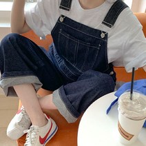 [제작] 롤리팝 데님 멜빵 팬츠 69652 빅사이즈 여성의류