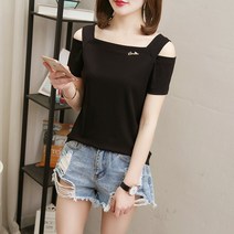 스타일아유 여성 여름 꾸안꾸 심플 러블리 여대생 여행 나들이 어깨트임 코튼 티셔츠 면티