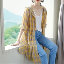 가은무역 WT081712 여름 여성 자켓 긴팔 롱가디건 바람막이 후드점퍼 루즈핏 빅사이즈
