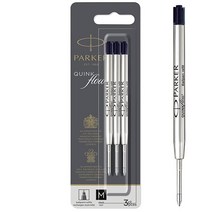 파커 Parker 퀵 플로우 볼펜 잉크 리필 6개입 밸류 팩 필기구, Pack of 3, Black, Black