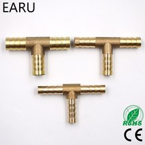 1pc 6-12mm 황동 t 호스 조이너 조각 3 웨이 연료 물 공기 가스 오일 파이프 티 커넥터 공압 플러그 소켓 어댑터, 10mm