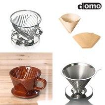 도모 핸드드립 커피 드리퍼 여과지 종이 필터 스텐 도자기, 1_커피여과지 D형 100매 소