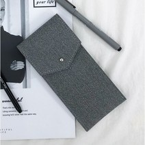 오브리즈 국내제작 가죽필통 펜파우치 펜케이스 헤링본필통다용도파우치 학생 필통 슬림, 차콜그레이